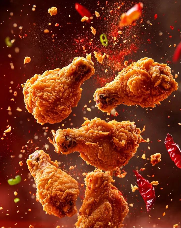 Crispy fried chicken at Twin's Golden Cafe, Arani