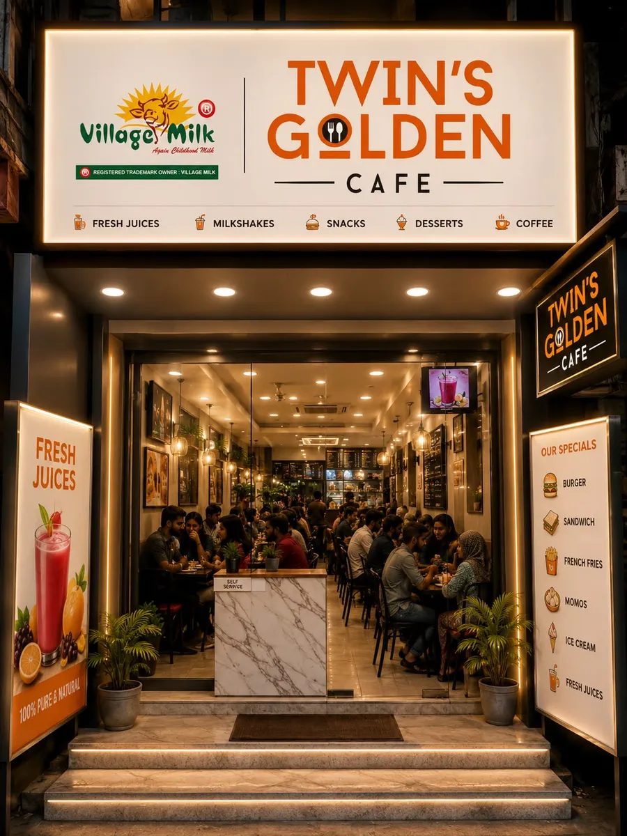The Twin's Golden Cafe shop front at Old Bus Stand, Arani